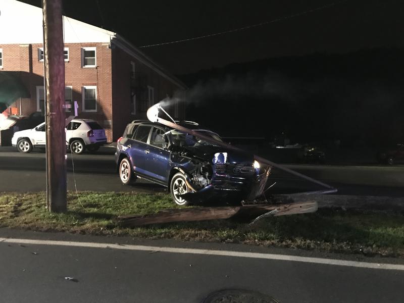 Vehicle Into A Utility Pole - Spring Mount Rd. - Lower Frederick Twp. - 10/29/2017